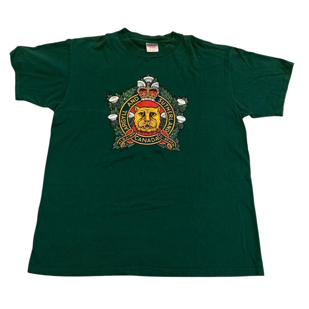 Vintage 90s Single Stitch Oneita Power-T Argyll & Sutherland Highlanders XL